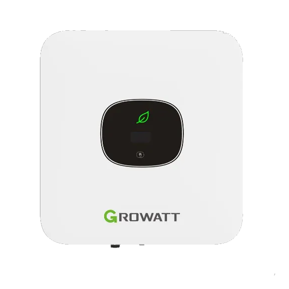 Growatt MIC 2500 TL-X-DC 2.5kW single-phase solar inverter with compact white casing and green Growatt logo.